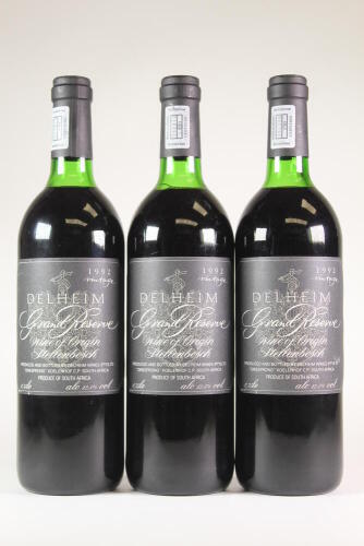 (3) 1992 Delheim Grand Reserve, Stellenbosch South Africa