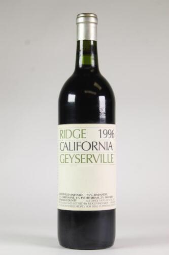 (1) 1996&nbsp;Ridge Vineyards Geyserville Zinfandel, Alexander Valley CA, USA