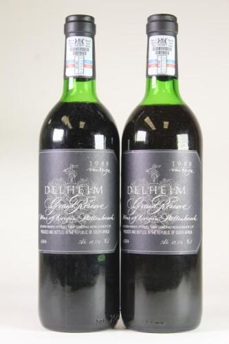 (2) 1988 Delheim Grand Reserve, Stellenbosch South Africa