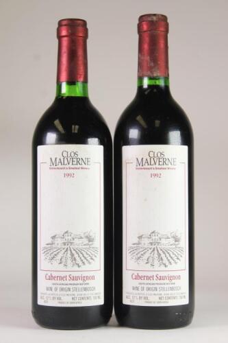 (2) 1992 Clos Malverne Cabernet Sauvignon, Stellenbosch South Africa