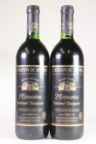 (2) 1988 L'Ormarins Cabernet Sauvignon, Franschhoek South Africa