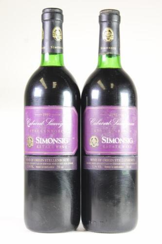 (2) 1991 Simonsig Cabernet Sauvignon, Stellenbosch South Africa