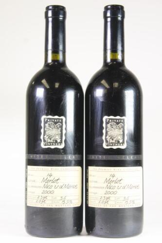 (2) 2000 Private Vintners Nico van der Merwe Merlot, Western Cape South Africa