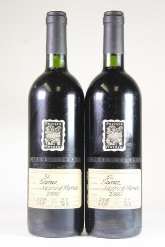(2) 2000 Private Vintners Nico van der Merwe Shiraz, Western Cape South Africa