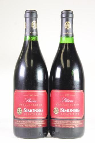(2) 1992 Simonsig Shiraz, Stellenbosch South Africa