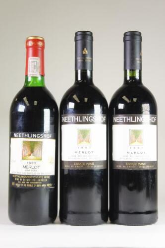 Neethlingshof Merlot : Three bottles&nbsp; in one lot