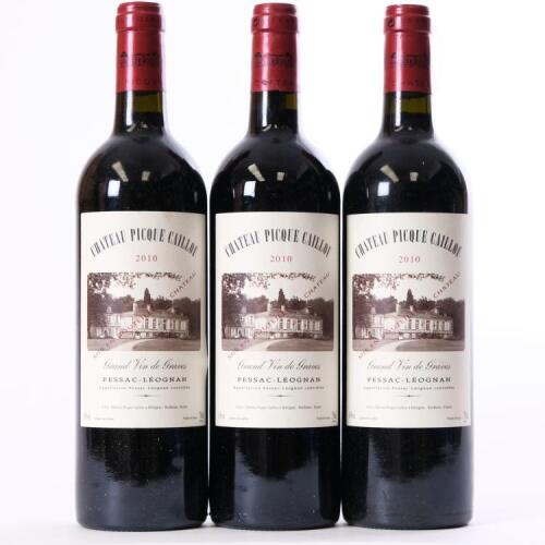 (3) 2010 Chateau Picque Caillou, Pessac-Leognan