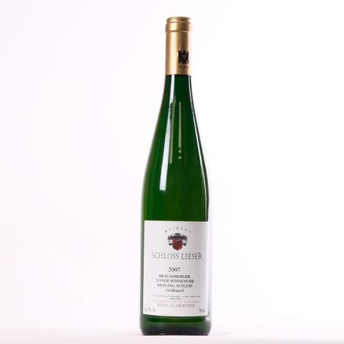 (1) 2007 Weingut Schloss Lieser Brauneberger Juffer-Sonnenuhr Goldkapsel Riesling Auslese, Mosel Saar Ruwer
