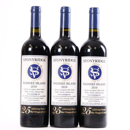 (3) 2010 Stonyridge Vineyard Larose, Waiheke