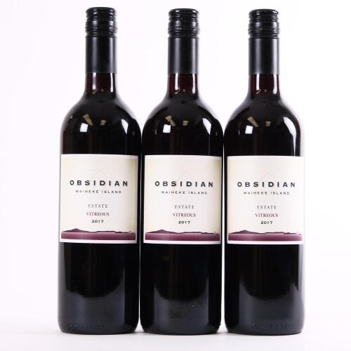 (3) 2017 Obsidian Estate Vitreous, Waiheke