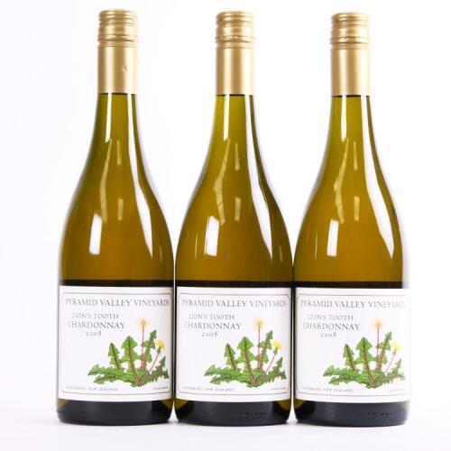 (3) 2008 Pyramid Valley Vineyards Lion's Tooth Chardonnay, Waikari