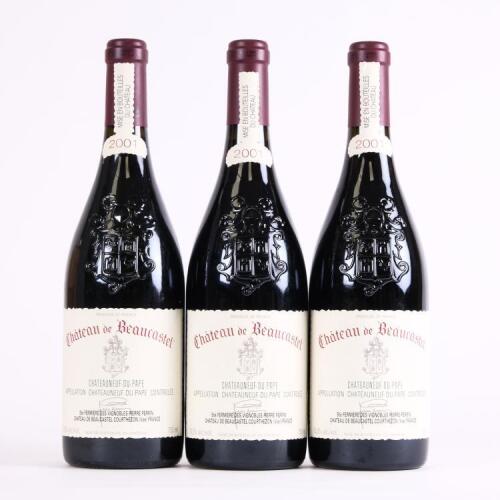 (3) 2001 Chateau de Beaucastel Chateauneuf du Pape