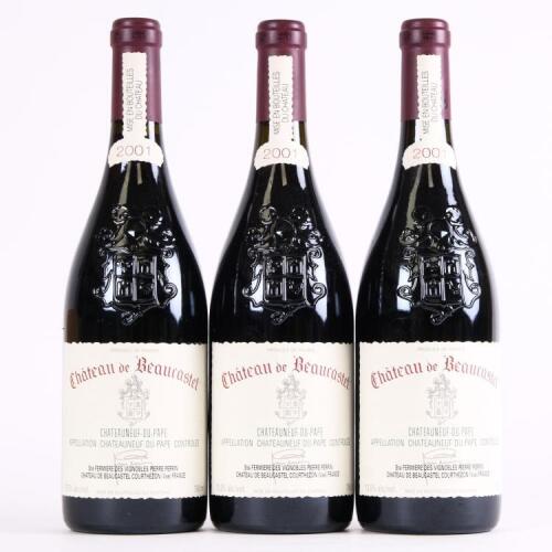 (3) 2001 Chateau de Beaucastel Chateauneuf du Pape