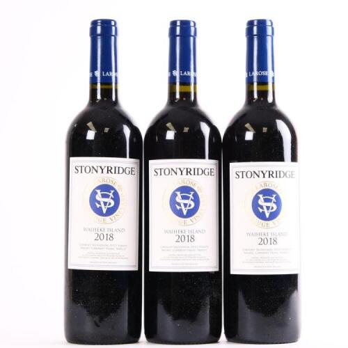 (3) 2018 Stonyridge Vineyard Larose, Waiheke *